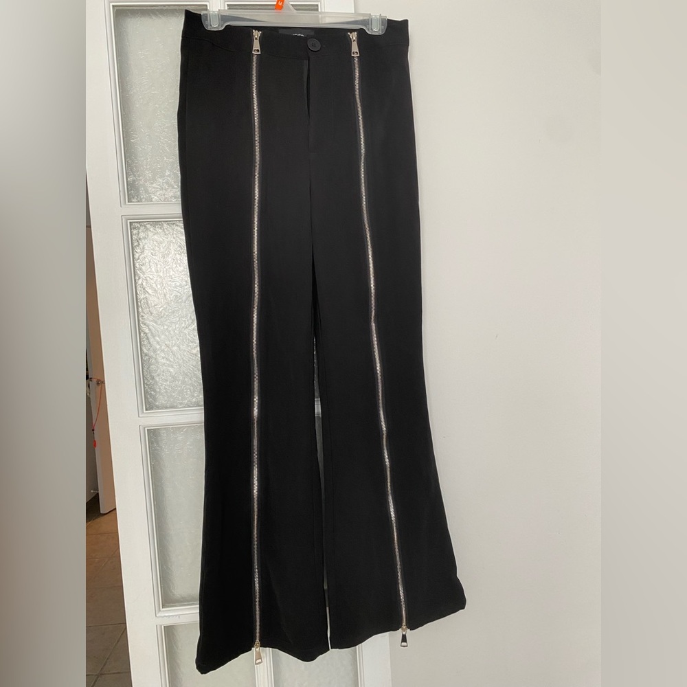 Black Flared Trousers with Zippers